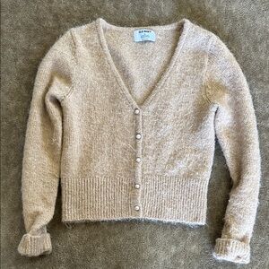 Old Navy Cream Fuzzy V-Neck Button-Up Cardigan